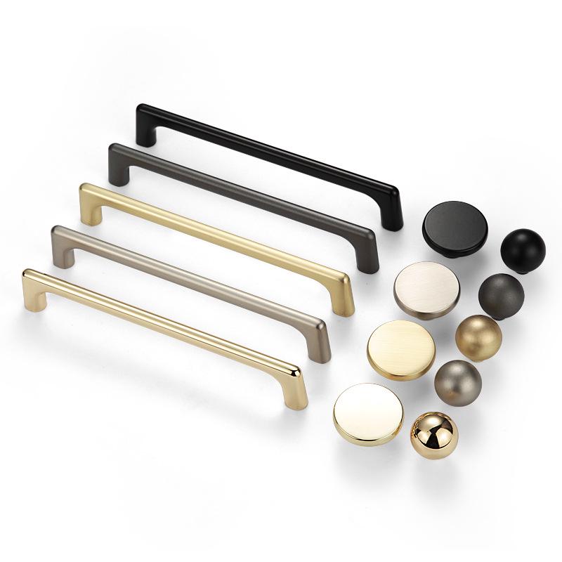 Modern Gold and Black Zinc Alloy Cabinet and Wardrobe Door Handles