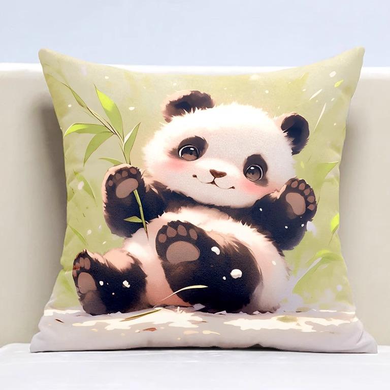 Cute Panda Pillowcase Dormitory Decoration Office Living Room Sofa Home Pillowcase