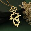 Kinitial Dainty Lotus Flower Books Necklace Women Stainless Steel Phoenix Comedy and Tragedy Mask Choker Necklace Gifts Jewelry