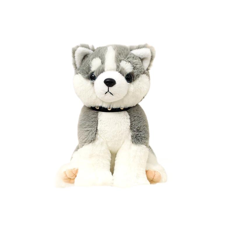 Cute Husky Schnauzer Shar Pei Plush Dog Doll in Boy Outfit
