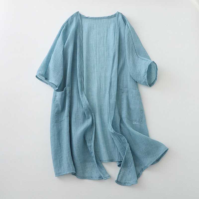

Spot Thin Linen Loose Cardigan Women s Clothing Medium and Long Shawl Jacket with Large Size Sunscreen Shirt 2XL