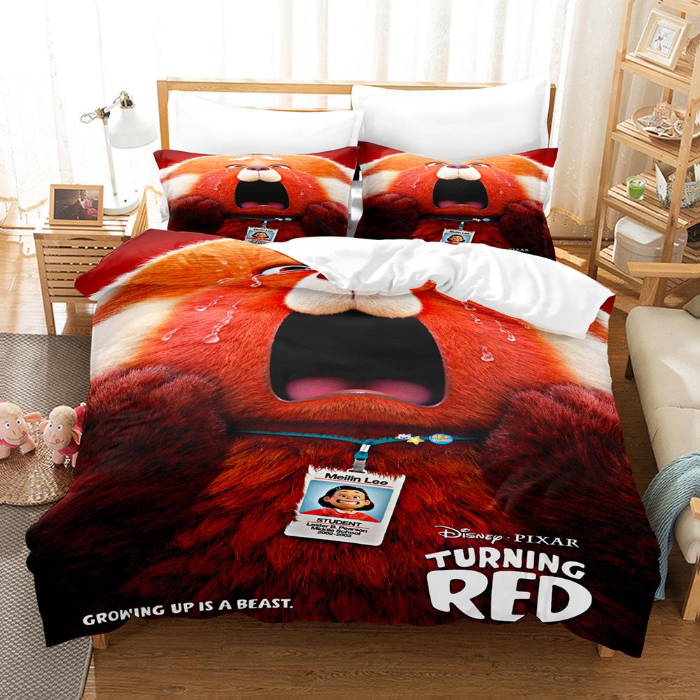 Cute Printed Three-Piece 3D Digital Printed Quilt Cover Pillowcase