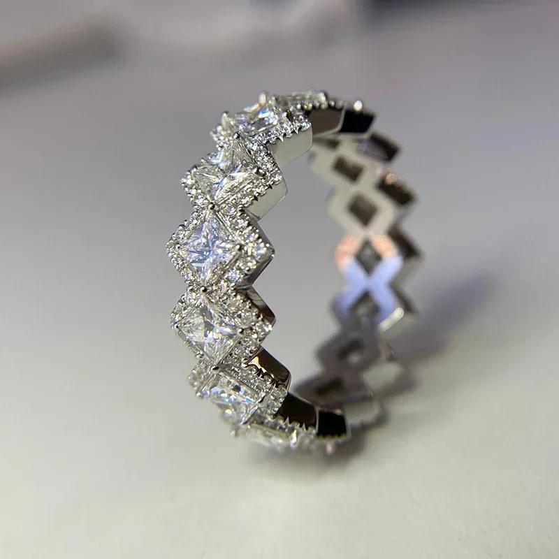 

New Luxury Princess Square CZ Promise Rings Women Copper Color/Gold Color Wedding Bands Finger Ring Fashion Versatile Zircon 6