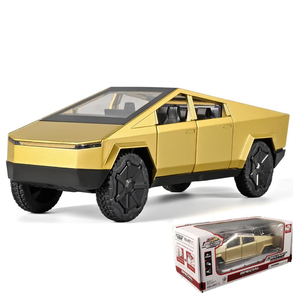 1/32 Tesla Cybertruck Toys Diecast Model Car Alloy Metal Pickup Truck Colorful Indoor Desktop Display Collection Game for Children Boy