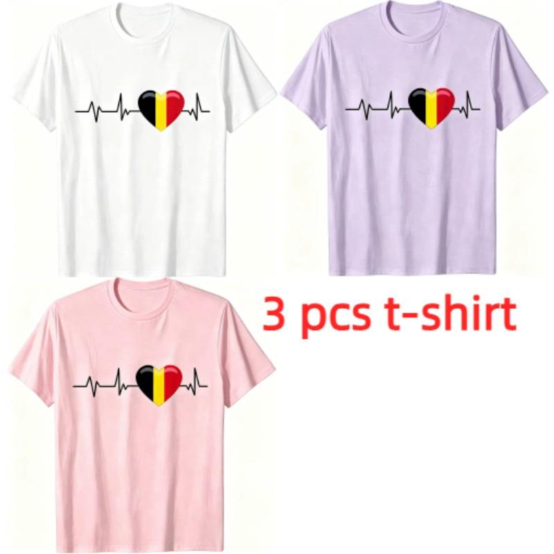 Fun I Love Belgium Pattern Print Kids T-shirt Summer Girls Boys Casual Fashion Tops Kids O-Neck Short Sleeve T-shirt Clothing