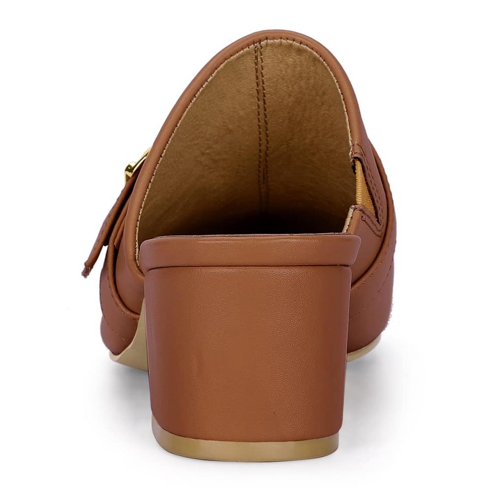 Allegra K Women's Pointed Toe Mules, Sandals, Loafers, Closed Toe, Heelless, Brown, Size 26.0cm