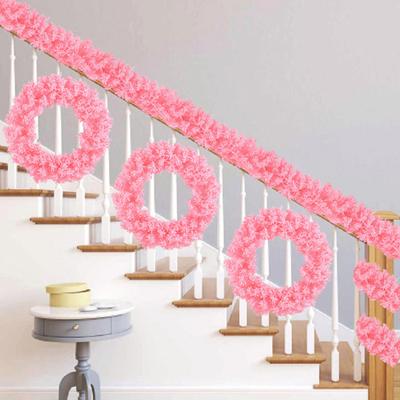 Yousheng Faux Spruce Christmas Wreath Unlit Pink/White Artificial Flocked Xmas Wreath for Indoor Outdoor Winter Home Decor