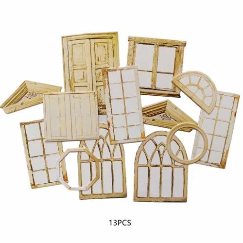 Vintage Material Paper Wooden Door Thick Card Handmade DIY Scrapbooking Junk Journal Bottom Collage Album Decoration