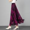 New Summer Retro Ethnic Style Ink-print Chiffon Skirt Women's Long Skirt High Waist A-line Skirt