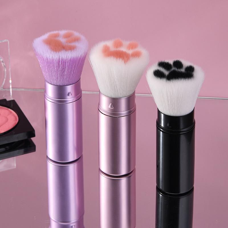 Retractable Cat Paw Loose Powder & Blush Brush for Makeup & Nail Art