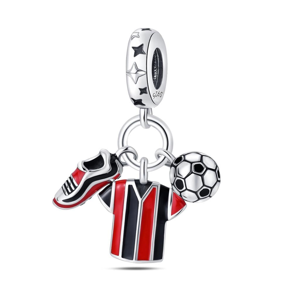 Popular Copper Sports Football, Badminton & Baseball Dangle Charm Fits Brand Bracelet For Kids Jewelry Gift
