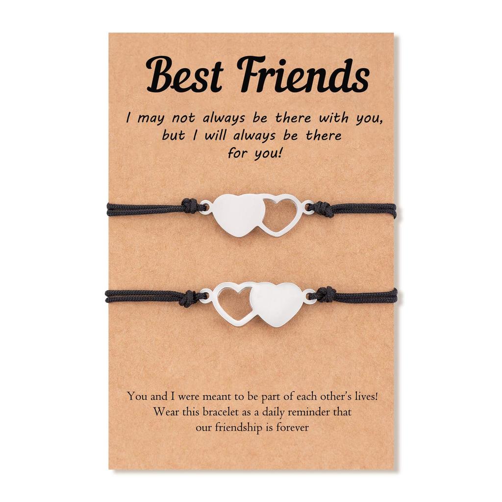 Stainless Steel Cut-out Bracelet Set Friend Friendship Bracelet Motivational Gift Hand-woven Triple Love Bracelet