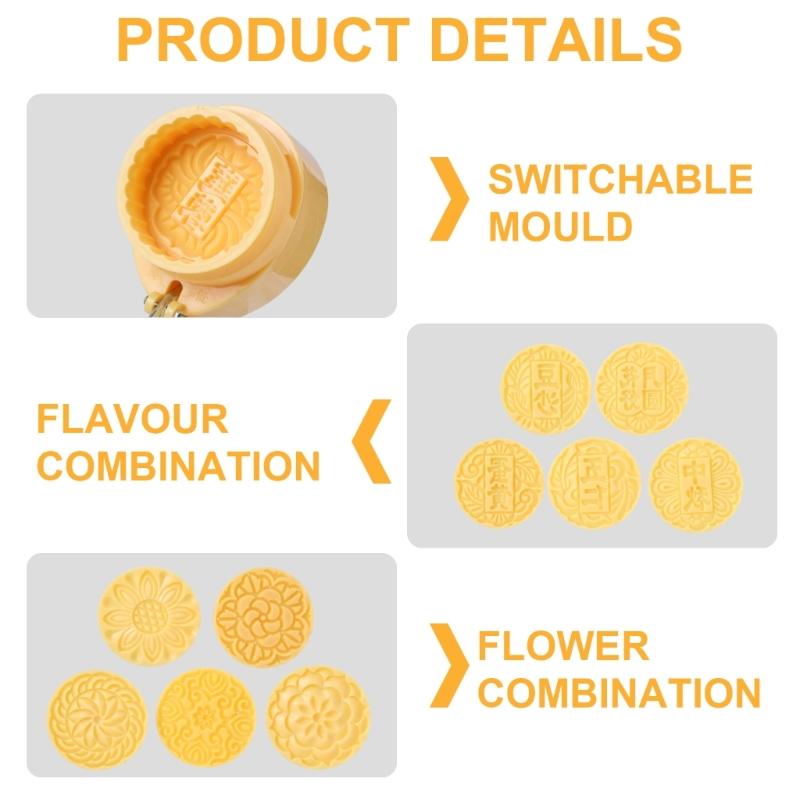 MidAutumn Festival Moon Cake Maker Flavor/Flower Moon Cake Molds Cookie Stamps Hand Press Cookie Dessert Cutter