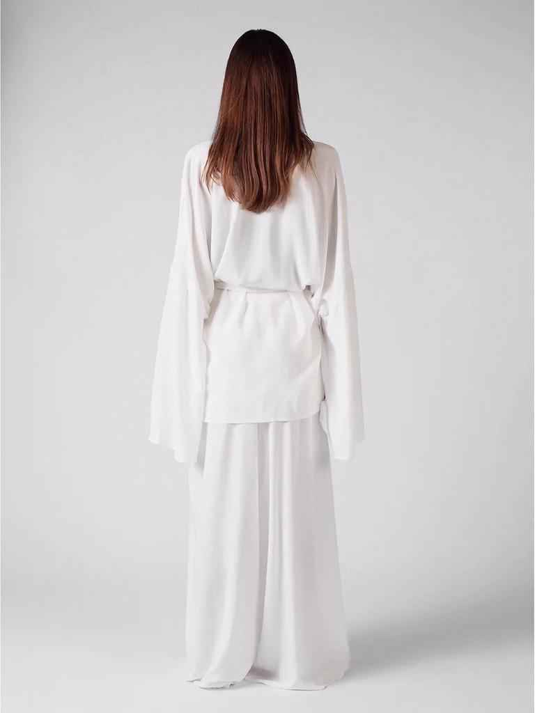 Elegant Tie-Up Cardigan & Long Pants Set - Solid Color, Long Sleeve, European & American Style Women's Home Wear