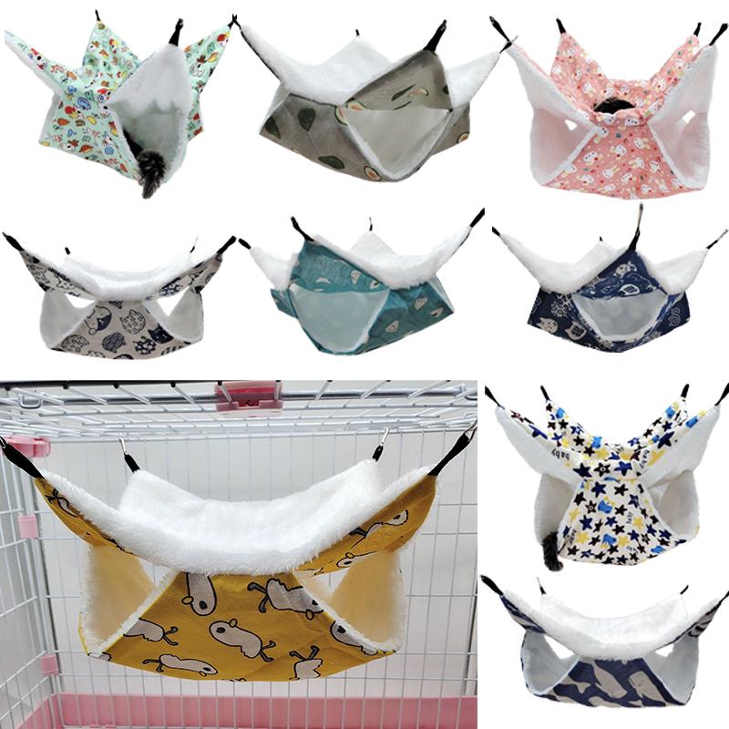 

Клетка для мелких животных, плюшевые хлопковые гнезда, теплый гамак для хомяка, двухслойные подвесные кровати для крыс