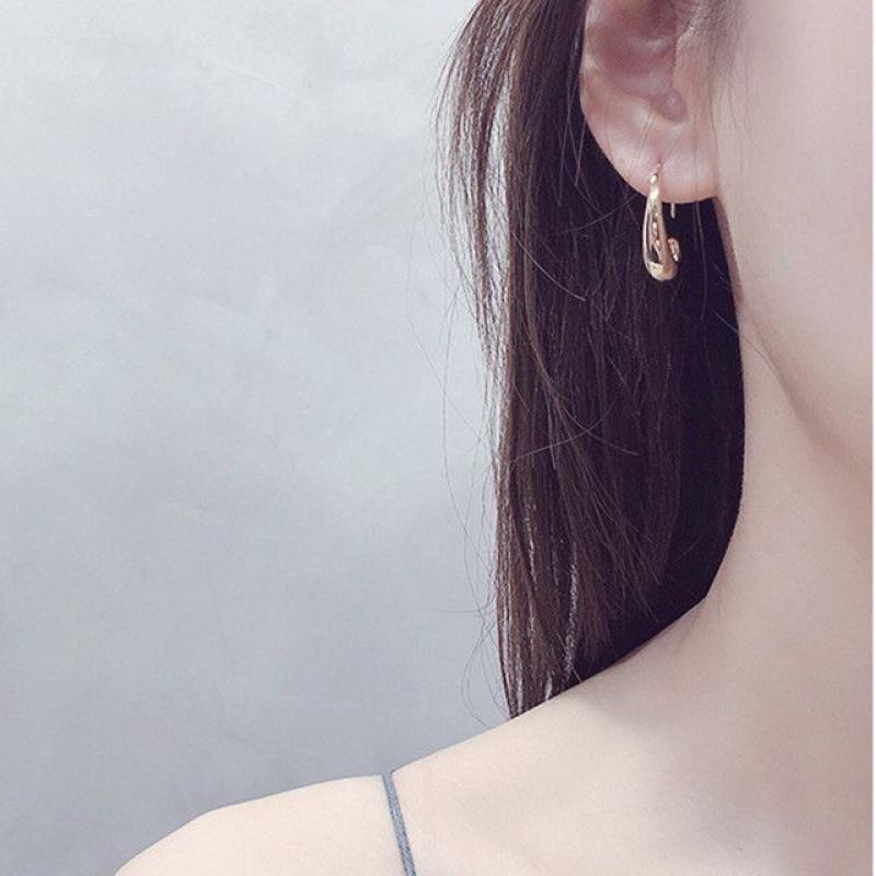925 Silver Needle Curved Earrings Earrings Temperament Premium Versatile Small C-Shaped Circle Earrings