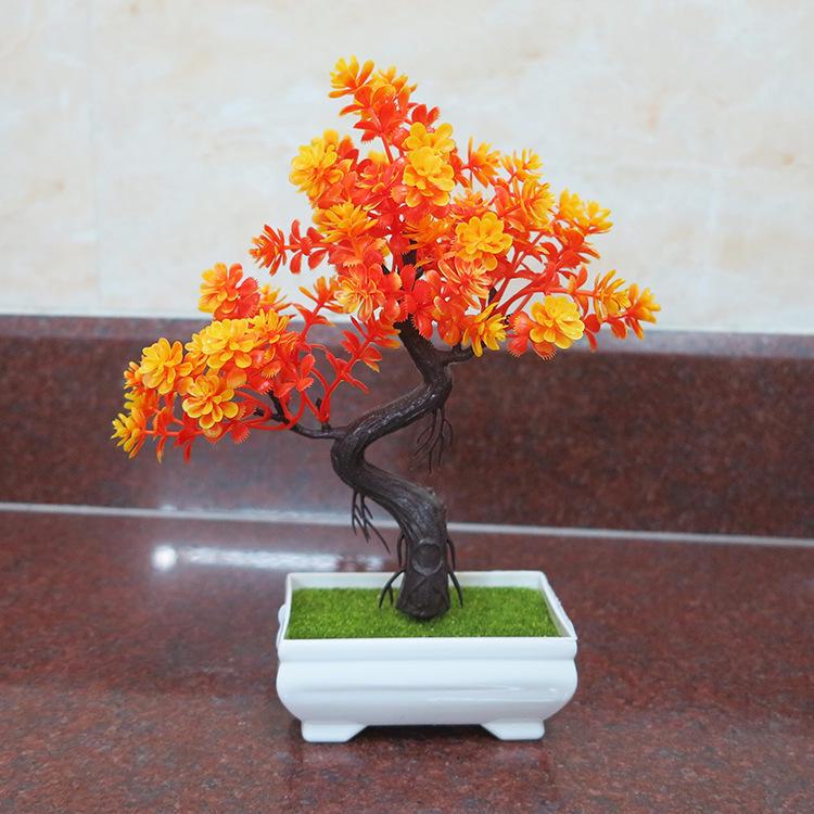 "Artificial Bonsai Potted Plants - Small, Plastic, Decorative Flowers for Desktop & Living Room"