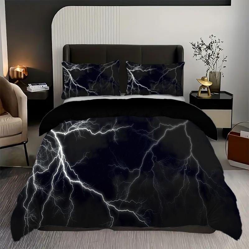 Lightning Pattern 3D Print Quilt Cover Fashion Mysterious Cool Sky Natural Bedding Cover Polyester Comfortable Duvet Cover Set