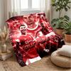 Cristiano Ronaldo Custom Name Text Flannel Blanket Soccer Logo Personalized Fleece Throw Blanket Special Gift For Sofa Bedroom Home