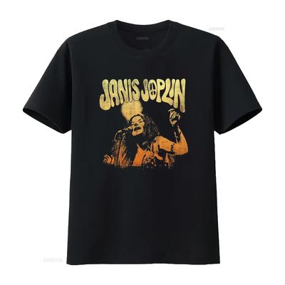 Janis Joplin Live Licence Musique Rock N Roll Groupe T-shirt Homme Nouveau Noir Design Rétro Vintage Lavé Unisexe Extensible Élégant