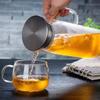Transparent Glass Stainless Steel Lid Cold Water Kettle Household Living Room Entertaining Guests Large Capacity Milk Juice Cold Water Kettle
