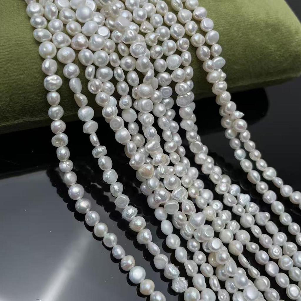 1String, White Natural Freshwater Pearls, 5-6mm, Boho Handmade Nugget Pearl Beads for Jewelry Making DIY Necklace Accessories, Crafts Gifts 36cm