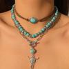 PuRui Oxhead Green Stone Women's Multi Layer Pendant Necklaces Ethnic Style Girls Necklaces Amulet Vintage Gifts Zircon New In