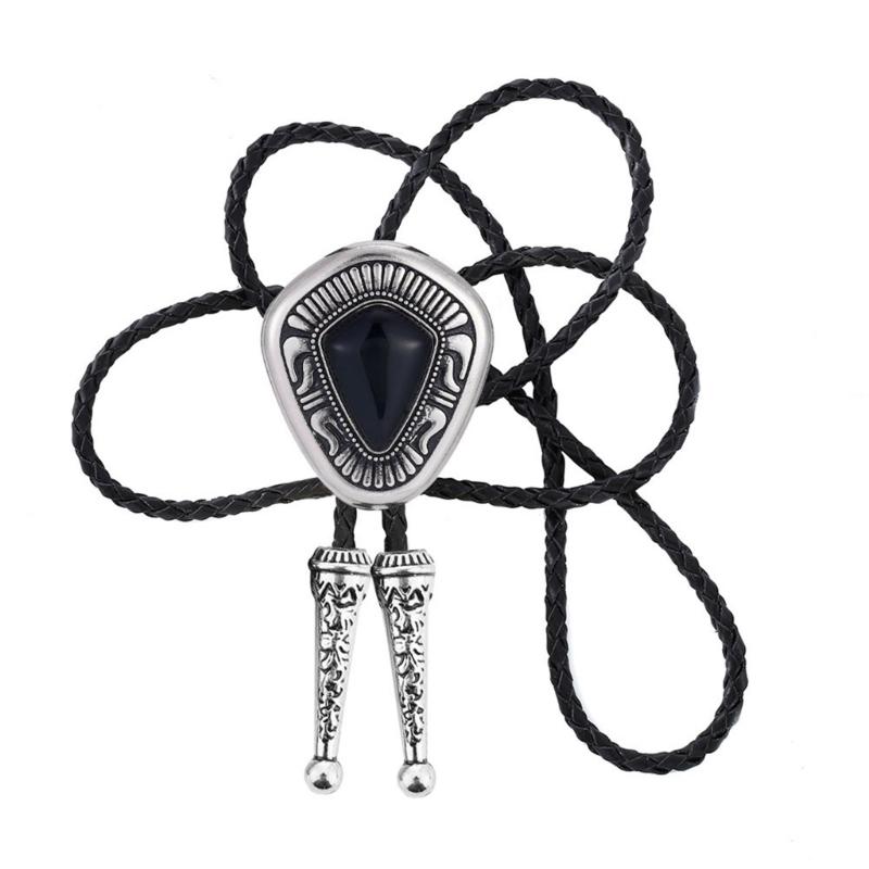 

Large Totems Bolo Tie Totems Necktie for Shirt Jeans Western Necklace Braided Shoestring Necktie Bolo Tie чорний