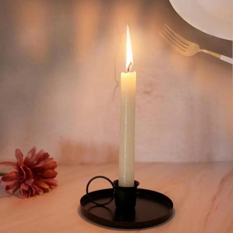 1pc Creative Retro Candle Holder Metal Candlestick Taper Candle Holder with Handle for Tabletop Wedding Party Christmas Decoration