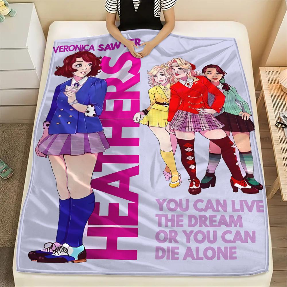 1PC Heathers Print Flannel Blanket, High quality All Seasons, Home Decor, Warmth and Comfort, Perfect for Christmas Gifts