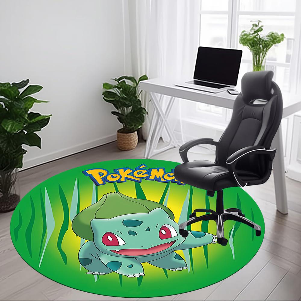 1PC Bulbasaur, Pokémon Office Round Rug, Non-slip, Soft and Durable Office Rug for Interior Decoration, Perfect for Office yy250915079