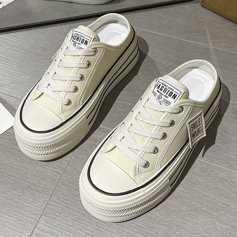 

Модные тапочки на платформе, увеличивающие рост, женская летняя верхняя одежда, новые туфли из белой парусины на каблуке, тапочки, сандалии, Zapatos Mujer 35