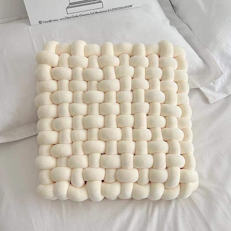 

Aesthetic Knot Plush Cushion Nordic Square Stuffed Pillow Sofa Decorative Plush Pillow Floor Windowsill Weaven Cushion Decor 35x32x7CM белый