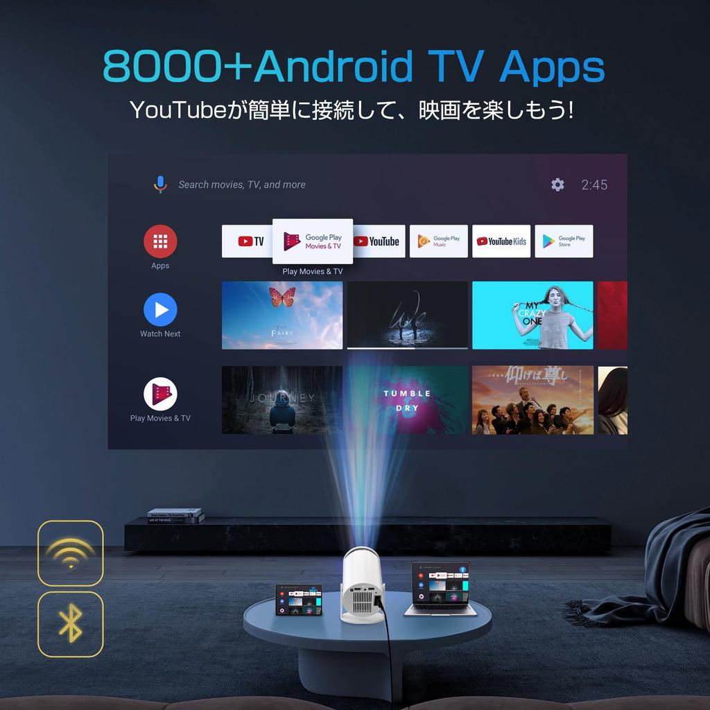 Компактный домашний проектор Boleve с Android и 4K Потолочный 6 Мгновенный Bluetooth Hi-Fi Автоматическая коррекция трапецеидальных искажений Большой Совместимый с PlayStation и DVD Легкий А