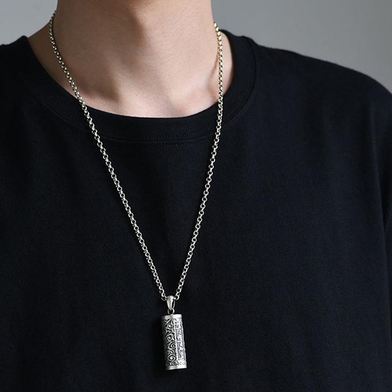 1PC Stainless Steel Pill Case Holder Pill Box Waterproof Cylinder Urn Pendant Memorial Necklace Jewelry