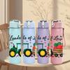 1PC Tractor Farm Harvest Scene 750ml Color Plastic Sports Water Bottle Leakproof Flip Straw Lid Suitable for Sports Office Home Use