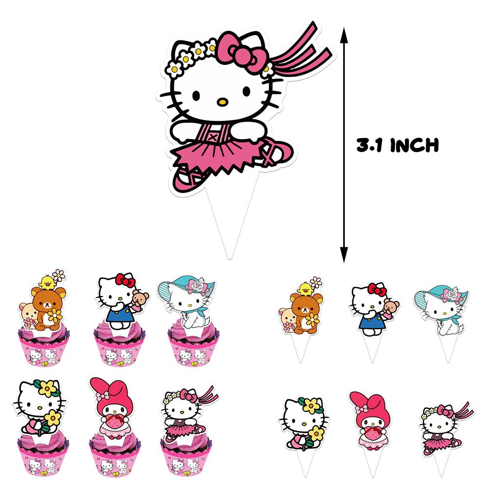 33pcs Hello Kitty Birthday Decorations Include Banners, Cake Toppers, Balloons