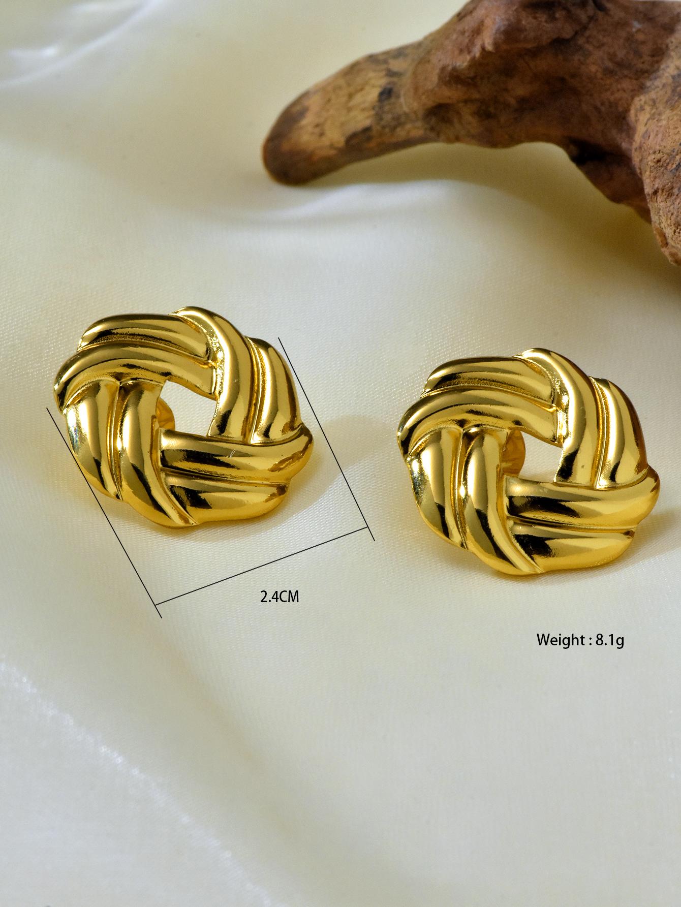 

6 пар/Набор модных серег-гвоздиков из нержавеющей стали с покрытием из 18-каратного золота, с геометрическим рисунком в виде нерегулярных полос, подходящих для повседневной носки