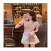 Women's Beaded Short Sleeve Ice Silk Knit Top
