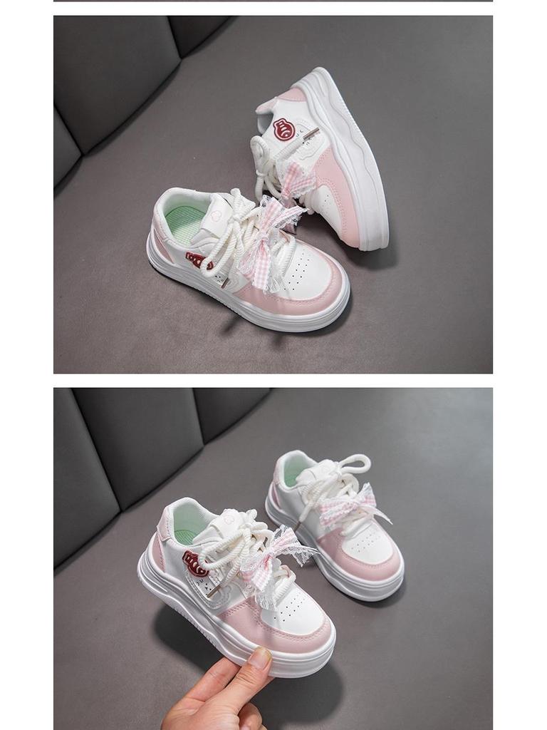 Milky Fufu Spring/Autumn Children's White Skate Shoes - Cute, Versatile, and Comfortable with Thick Soles