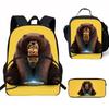 Kids Backpack Set With Lunch Bag Pencil Case - Cartoon Animal Design Grade 1-2 Students Ergonomic Spine Support Oxford