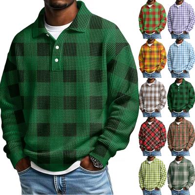 Erkek Günlük Düğmeli Gömlek Golf Kazak V Yaka Dik Yaka Moda Sonbahar Sweatshirt