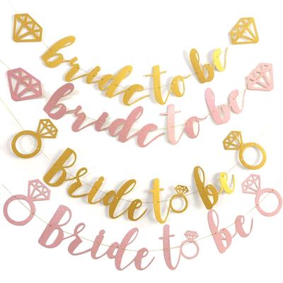 Just Married Bride To Be Paper Banner Wedding Party Pull Flag Sign Events White