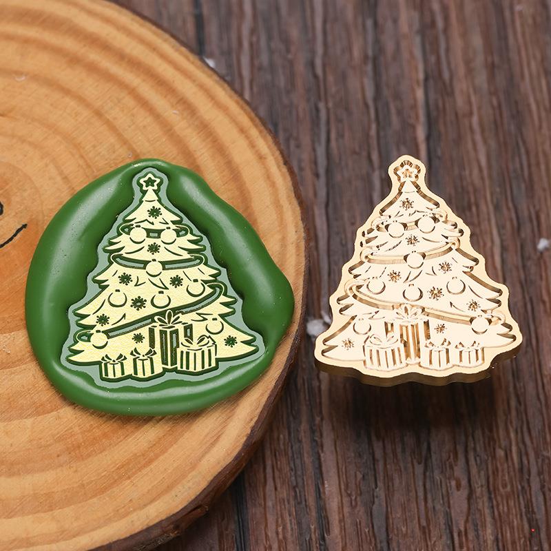 Stamp Christmas Series Relief Lacquer Seal Header Snowflake Deer Brass Carving Hand Diy Copper Head