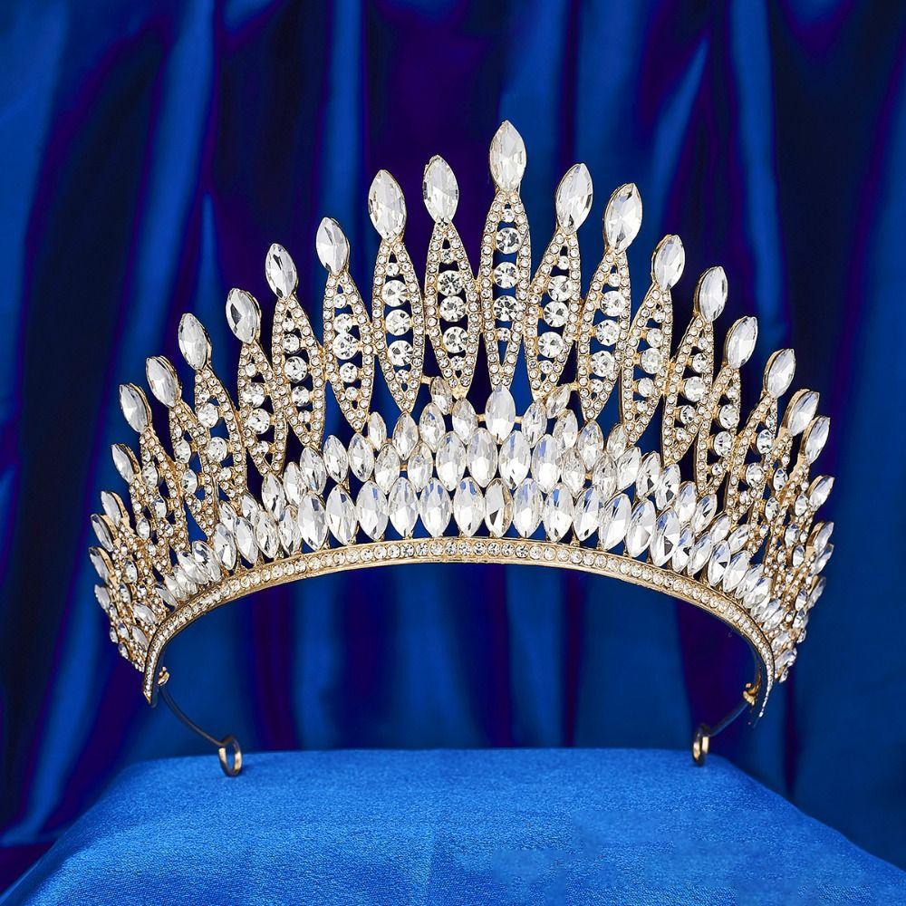 Luxury Zinc Zinc Alloy Princess Crown Elegant Rhinestone Diadem Women Hair Hoop  Wedding Party Supplies