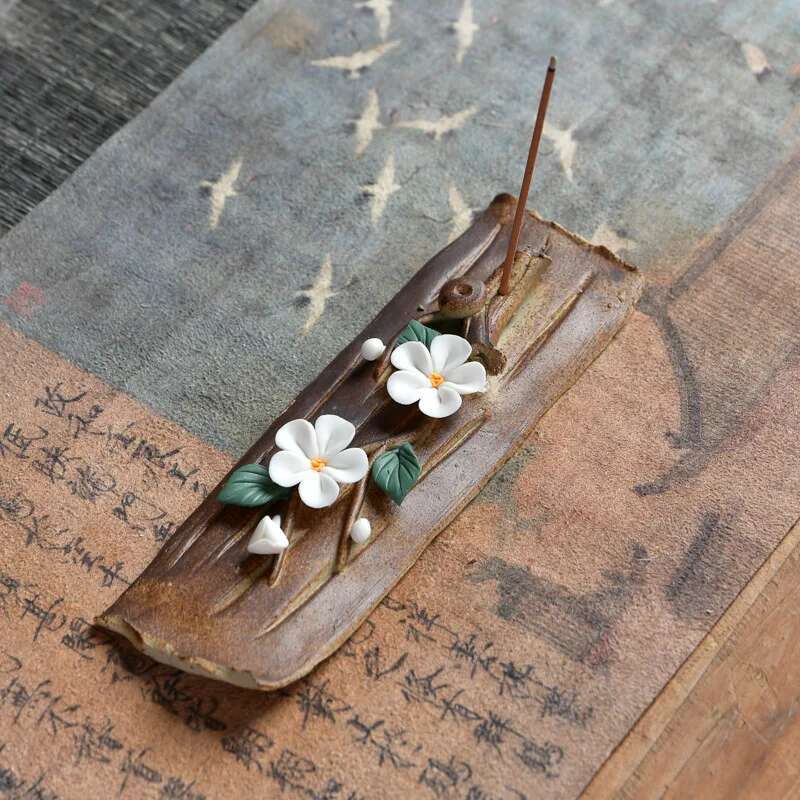 Ceramic Censer Handicrafts Peach Blossom Home Ornaments Peony Incense Stick Burner Holder