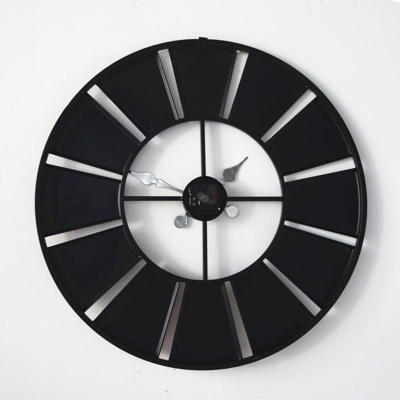 Retro License Plate Wall Clock with Wrought Iron Decoration