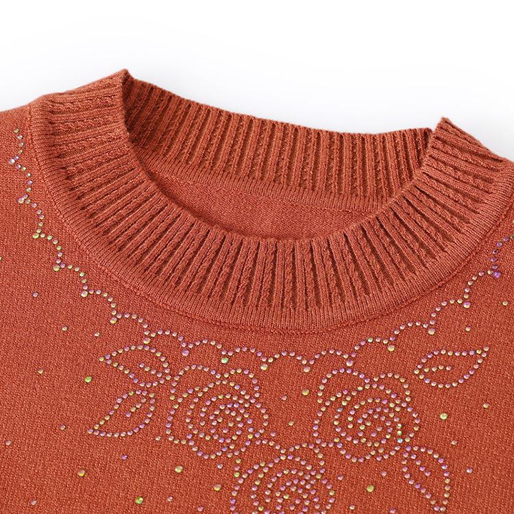 Elegant Autumn/Winter Knit Cardigan for Middle-aged and Elderly Women - Embroidered Stylish Sweater