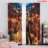2D Flat Printing 2pcs Colorful Day of the Dead Scene Curtain Colorful Flowers Versatile 100% Polyester   Without Electricity