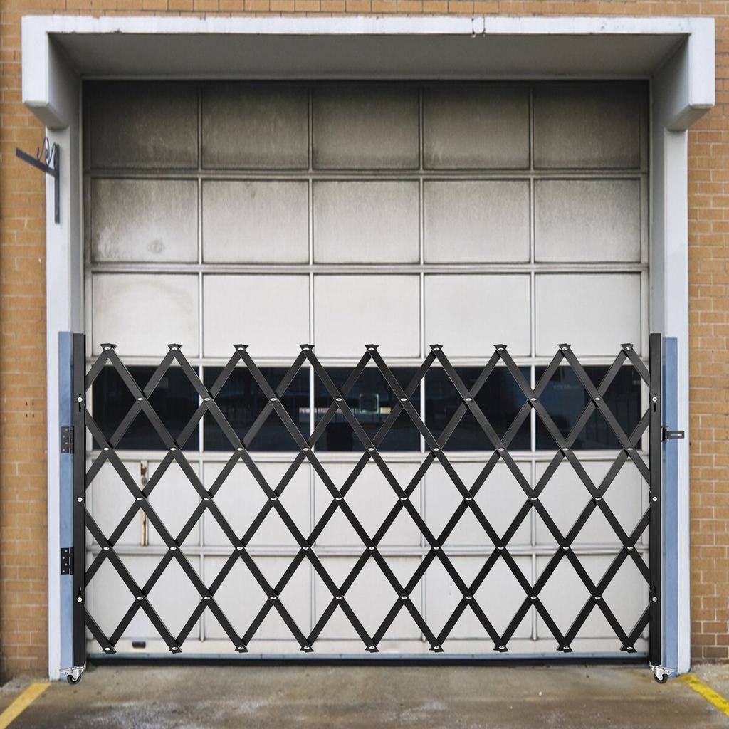 Single Folding Security Gate, 48" H X 71" W Folding Door Gate, Steel Accordion Security Gate, Flexible Expanding Security Gate, 360° Rolling Barricade